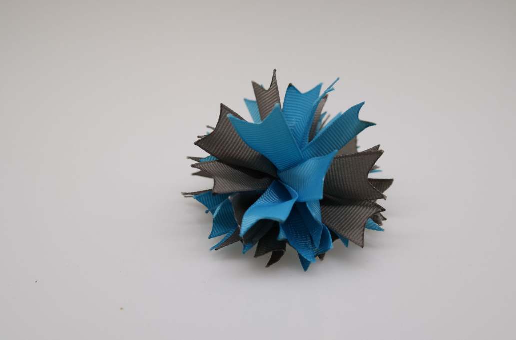 Small spike puff hair Bow with colors  Grey, Torquoise